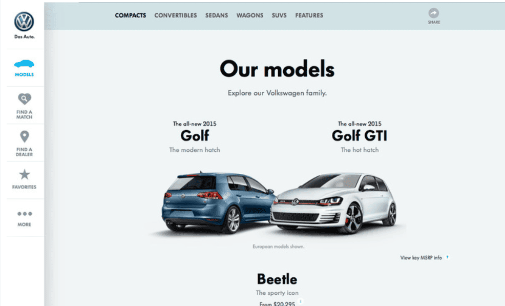 Mẫu website Volkswagen