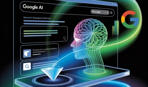 Hình ảnh minh họa giao diện tìm kiếm của Google sử dụng AI Mode, với kết quả tìm kiếm thông minh, đề xuất nội dung và trí tuệ nhân tạo xử lý dữ liệu
