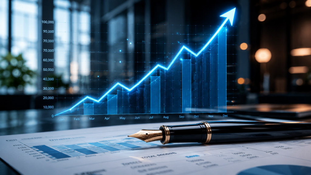Biểu đồ tăng trưởng doanh thu và tối ưu hóa chi phí thực tế của doanh nghiệp - Marketing Agency VN